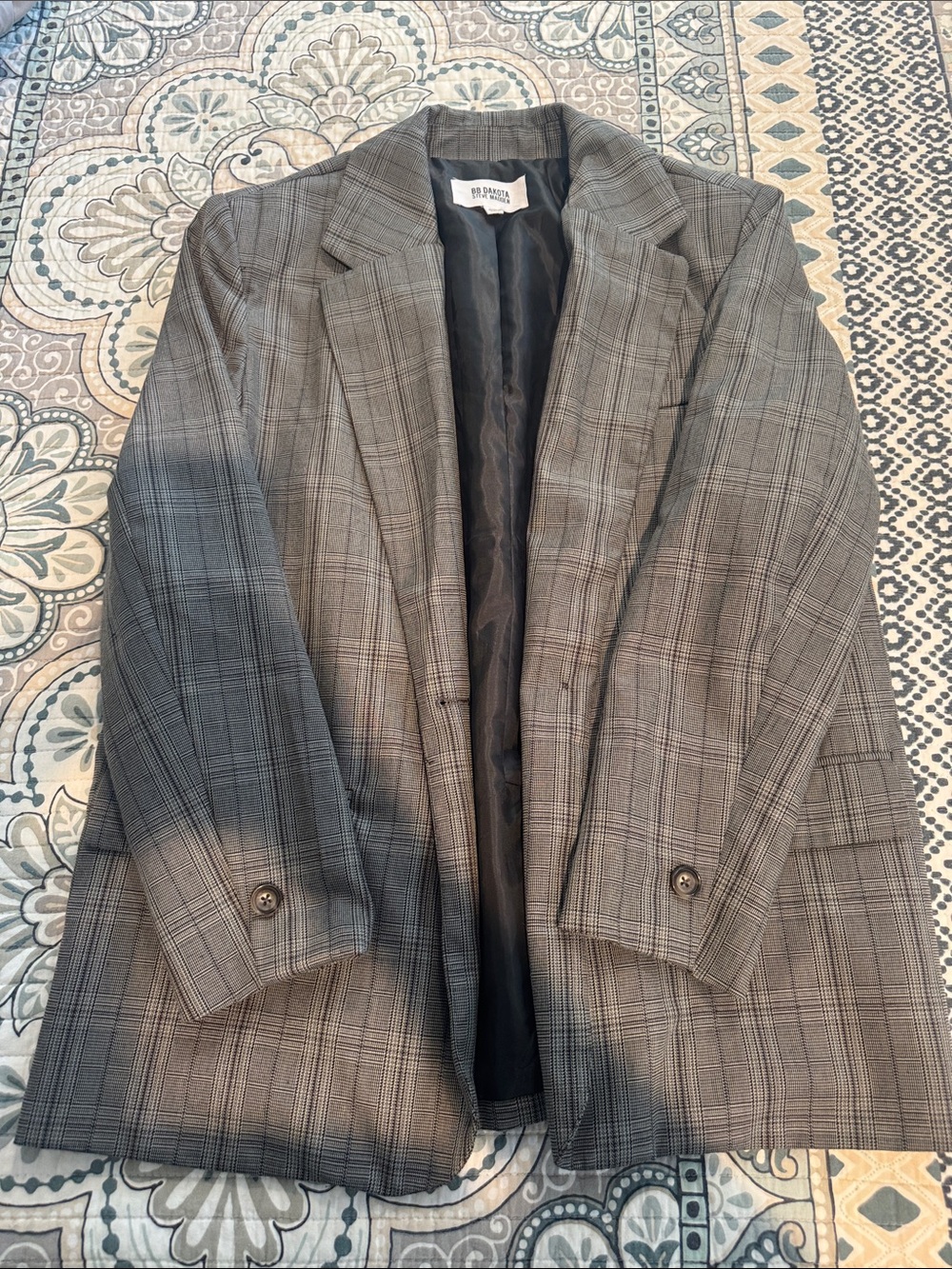 Steve Madden Gray Plaid Blazer